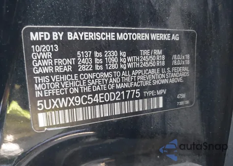 2014 BMW X3 xDrive28I from USA, damaged, VIN 5UXWX9C54E0D21775